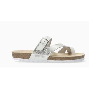 Mephisto Nalia Leather Sandals Buckle Zebra Print Size 38 US 8 White‎ Silver